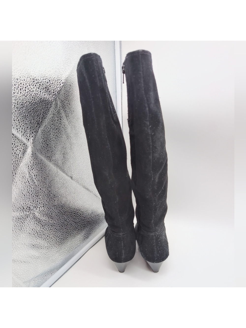 Alfani Swaye Sz 6 Black Suede Knee-High Wedge Boots F0031 - Picture 4 of 7